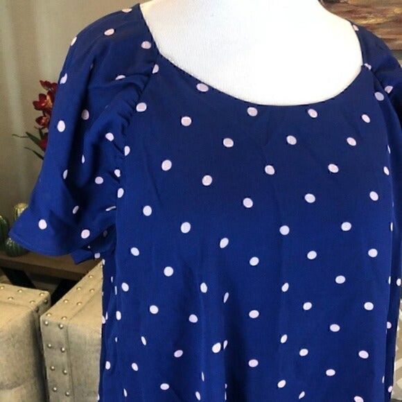 Gibson blue polka dot casual top 3X - Picture 6 of 10